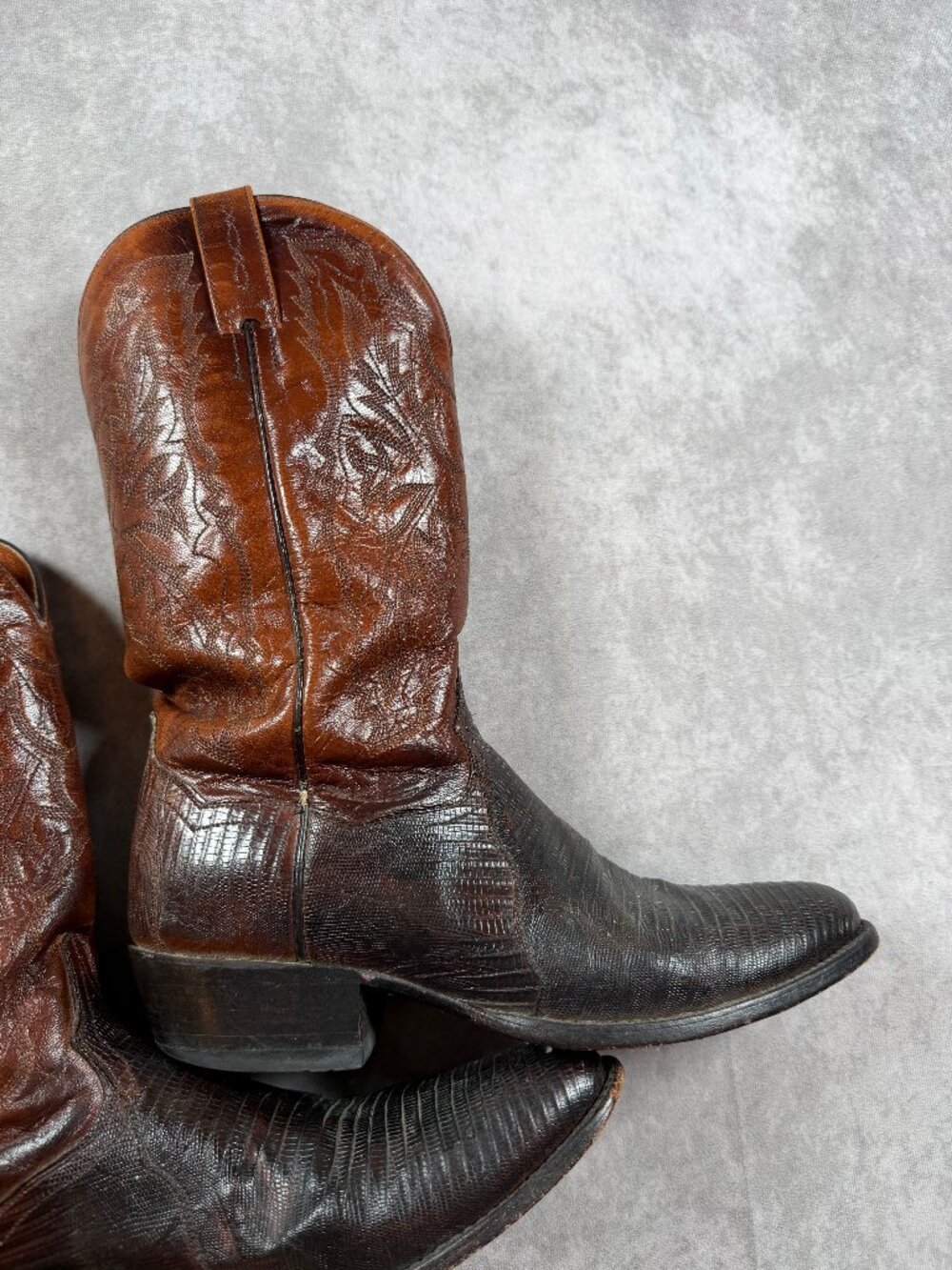 Dan Post Vintage Teju Lizard Western Cowboy Boots Brown Men 9.5 D - Picture 3 of 7